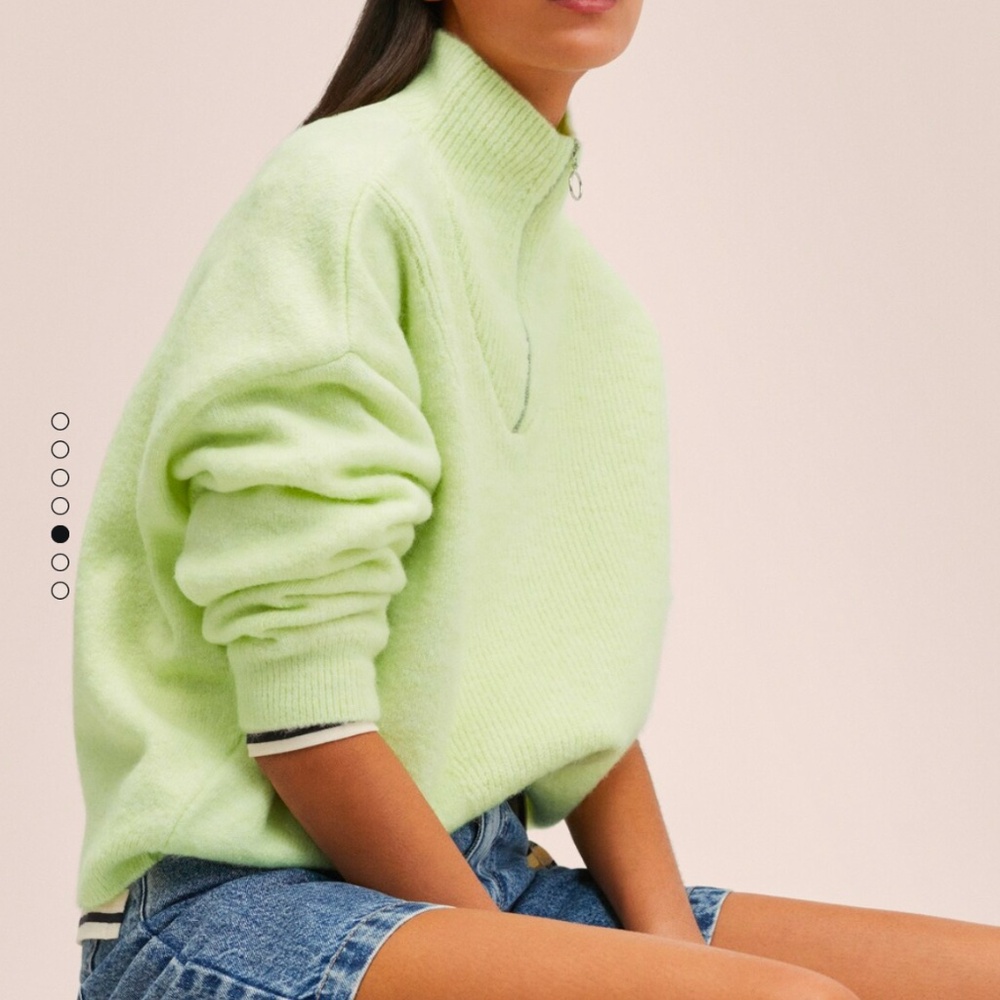 Mango half zipper green sweater - Picture 5 of 7